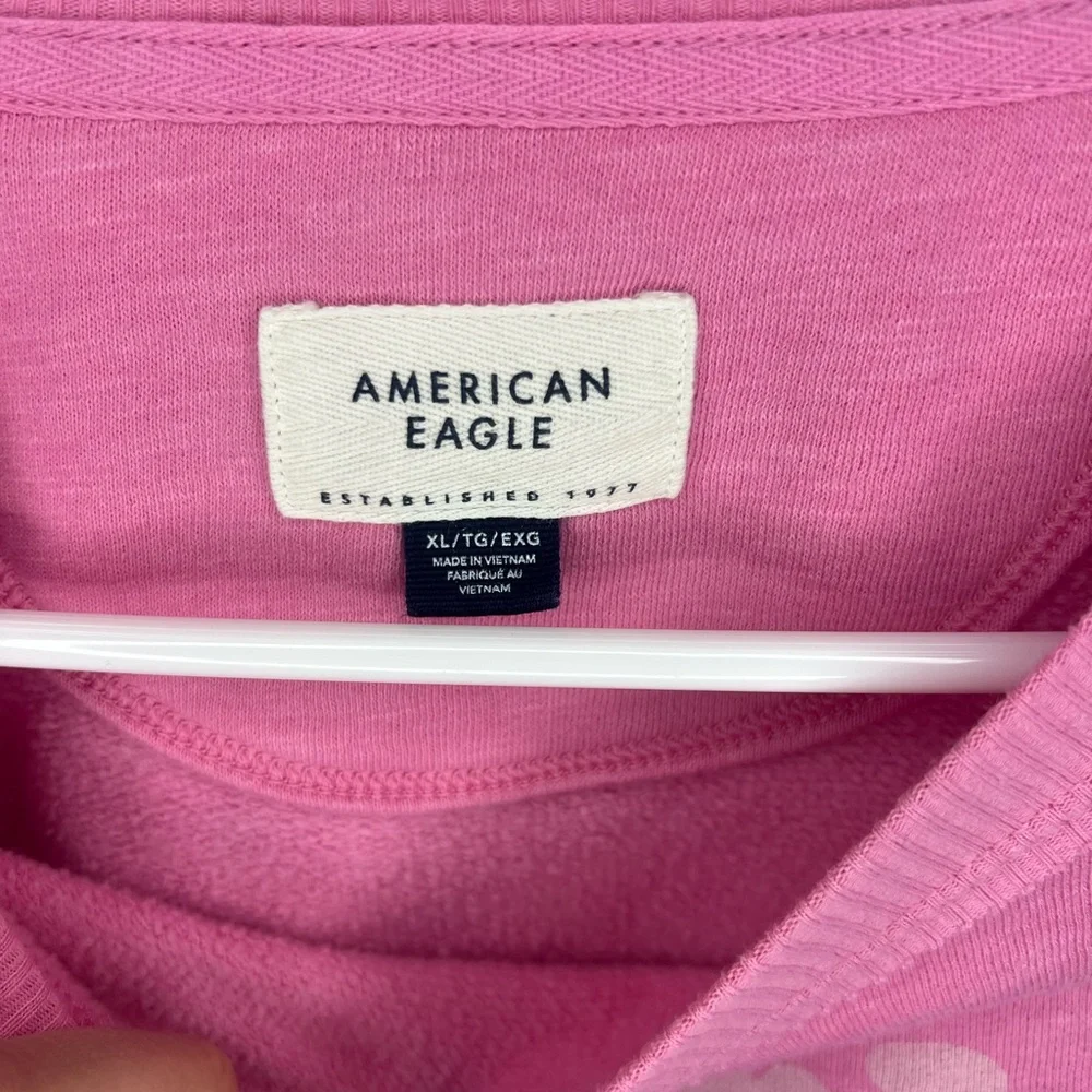 American Eagle Outfitters  Women’s Pink Peace Sign Sweatshirt Sz XL - Picture 2 of 3